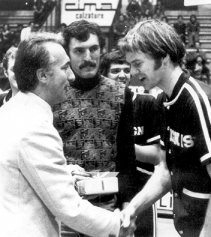 Alessandro Gamba con Bob Morse e Dino Meneghin